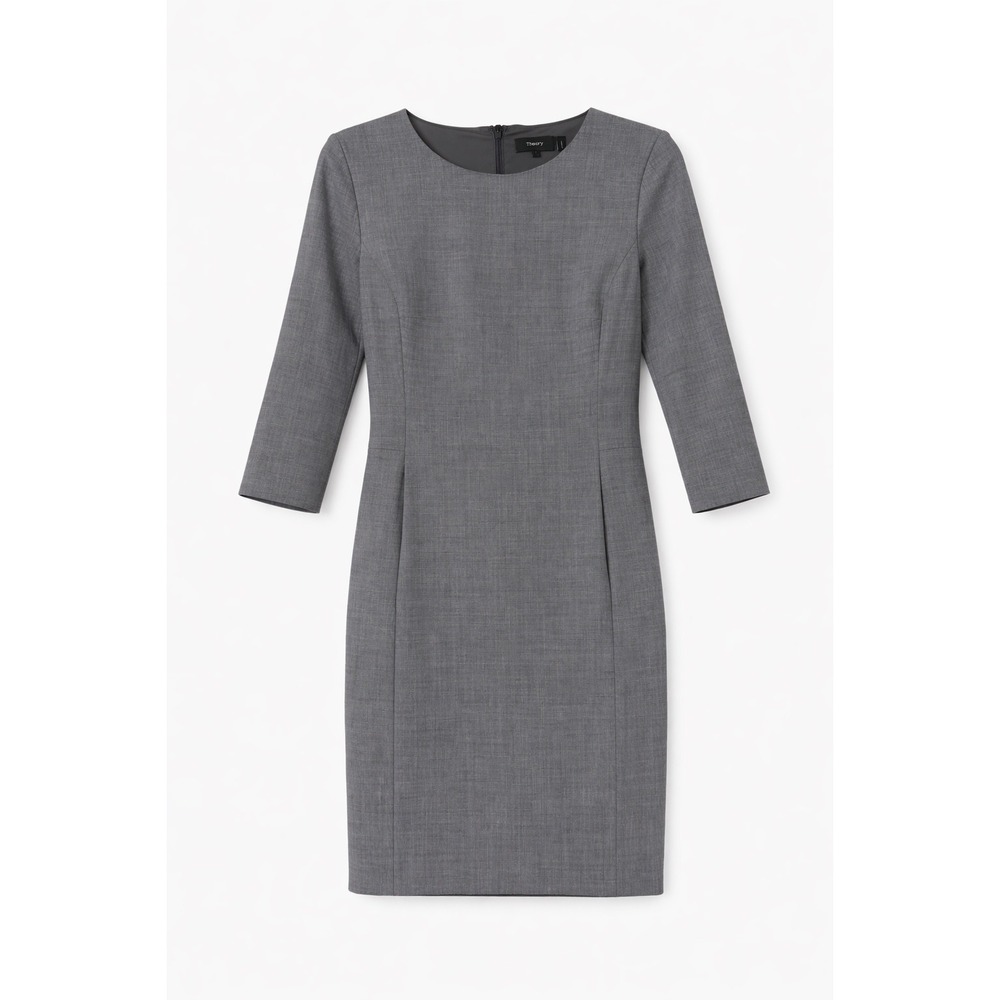 Theory Rikala Sheath Dress Size‎ 2 Gray Wool Blend Minimalist Lightweight Basics